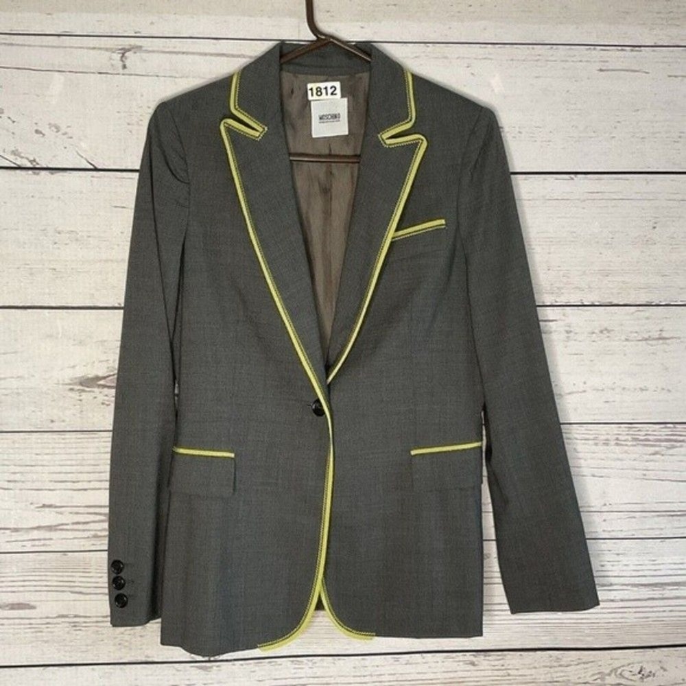 Moschino Cheapandchic AEFFE SPA Contrast Trim One Button Blazer Jacket Women 10